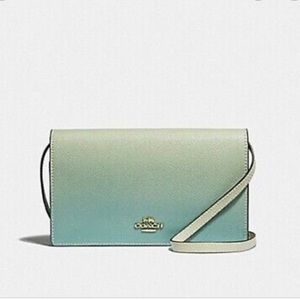 Coach Crossbody Purse Blue Green Ombré Removable Strap Clutch
